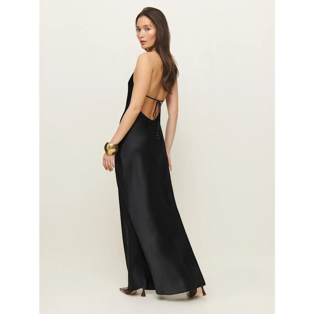 Reformation Jeany Silk Dress Black - Picture 5 of 12